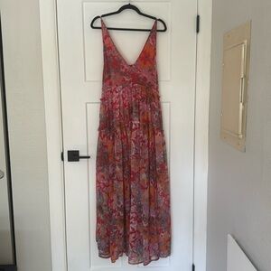 Free People Pink Orange Floral Maxi Dress